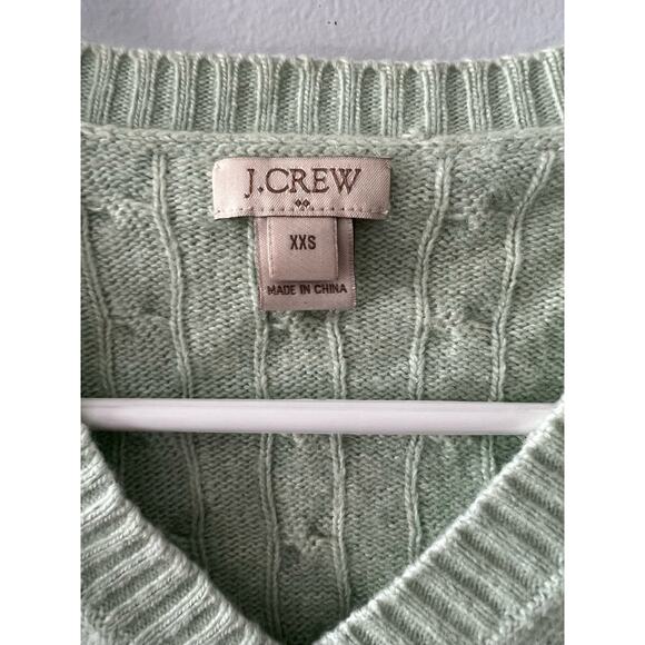 J.Crew Sweater Women's XXS Mint Green Merino Wool Cable Knit Academia Preppy - Picture 2 of 6